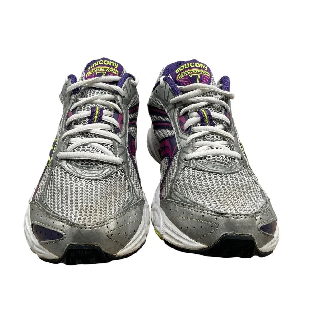 Saucony Cohesion 7 Womens Running Shoes Silver Purple Citron 15181-4‎ Size 11
